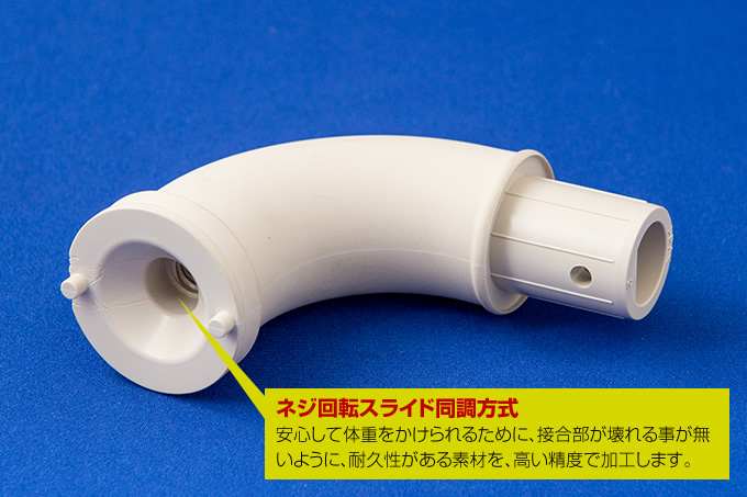 ネジ回転スライド同調方式で、複雑な筒形状の接合部も高精度に加工します